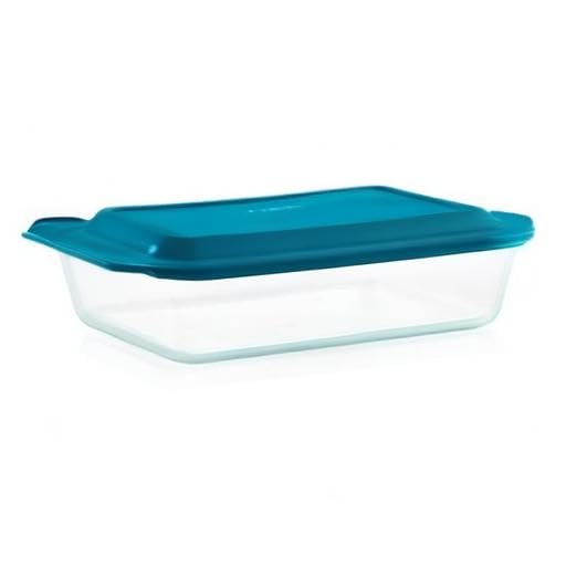 Pyrex Deep 9x13-Inch Glass Baking Dish with Lid, Deep Casserole Dish, Glass Food Container, Oven, Freezer and Microwave Safe, Clear Container