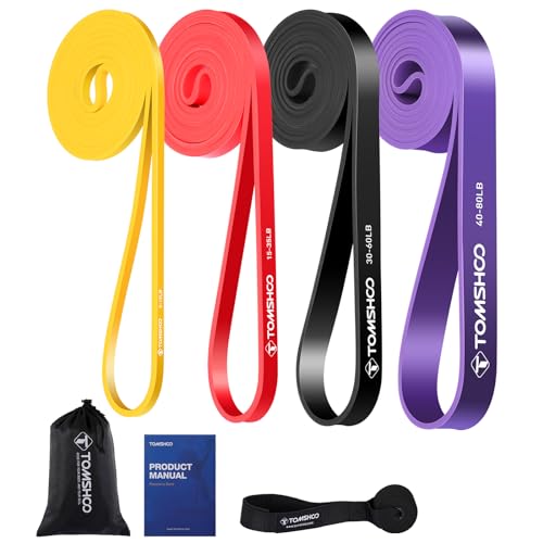 TOMSHOO Resistance Bands Set, Fitness Exercise Workout Bands with Storage Bag, Door Anchor, Pull Up Assistance Straps for Working Out, Body Stretching, Physical Therapy, More