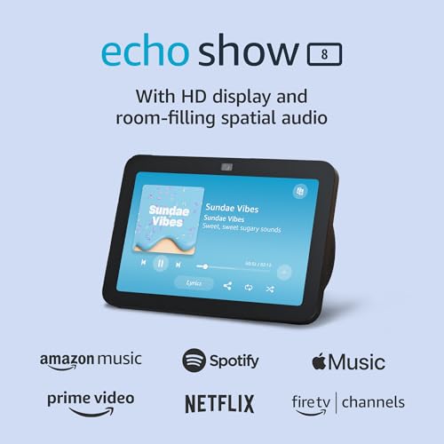 Amazon Echo Show 8 (newest model), With Spatial Audio, Smart Home Hub, and Alexa, Charcoal