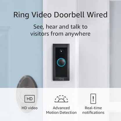 Ring Video Doorbell Wired (newest model), Use Two-Way Talk, advanced motion detection, HD camera and real-time alerts to monitor your front door (wiring required)