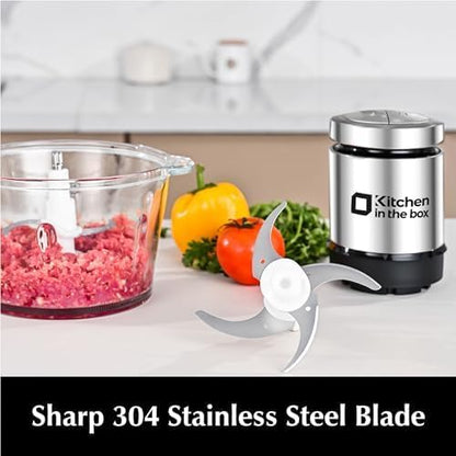 Kitchen in the box Food Processors,400W Powerful Small Meat Grinder & Food Chopper Electric Vegetable Chopper with One 8-Cups Bowl & S Blades for Meat/fish/Vegetable/Baby Food