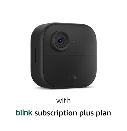 Blink Outdoor 4 (newest model), Wire-free smart security camera, two-year battery life, two-way audio, HD live view, enhanced motion detection, Works with Alexa – 3 camera system