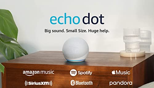 Amazon Echo Dot (newest model), With bigger vibrant sound, helpful routines and Alexa, Glacier White