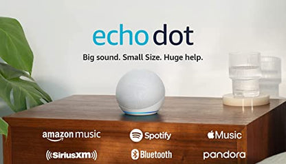 Amazon Echo Dot (newest model), With bigger vibrant sound, helpful routines and Alexa, Glacier White