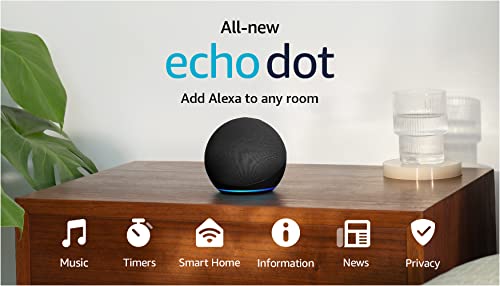 Amazon Echo Dot (newest model), With bigger vibrant sound, helpful routines and Alexa, Glacier White