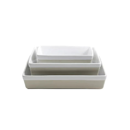 MARTHA STEWART 3 Piece Oven to Table Stoneware Bakeware, Baking Dish & Casserole Set- Grey