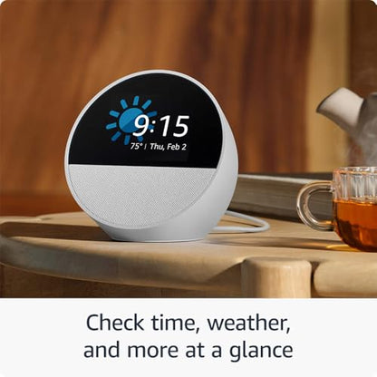 All-new Amazon Echo Spot (newest model), Great for nightstands, offices and kitchens, Smart alarm clock with Alexa, Black