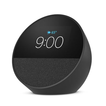 All-new Amazon Echo Spot (newest model), Great for nightstands, offices and kitchens, Smart alarm clock with Alexa, Black