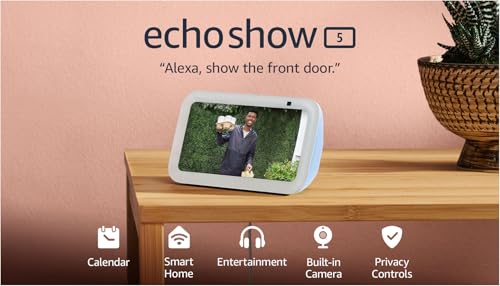 Amazon Echo Show 5 (newest model), Smart display with 2x the bass and clearer sound, Cloud Blue