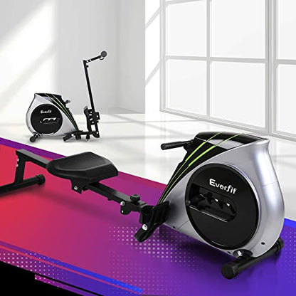 Everfit Elastic Rope Resistance Rowing Machine, Foldable Rower Home Gym Fitness Equipment Cardio Workout Exercise, Adjustable 4 Levels 150KG Weight Capacity Silver Black