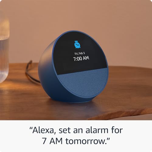 All-new Amazon Echo Spot (newest model), Great for nightstands, offices and kitchens, Smart alarm clock with Alexa, Black