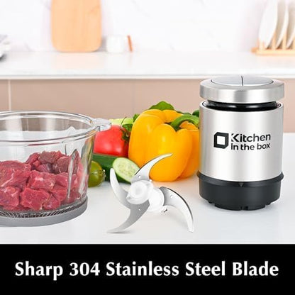 Kitchen in the box Mini Food Processors,400W Powerful Mini Meat Grinder & Food Chopper,Electric Vegetable Chopper with One 3 Cup Bowl & S Blades for Meat/Fish/Vegetable/Baby Food,3cup(1bowl)