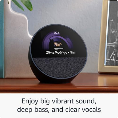 All-new Amazon Echo Spot (newest model), Great for nightstands, offices and kitchens, Smart alarm clock with Alexa, Black