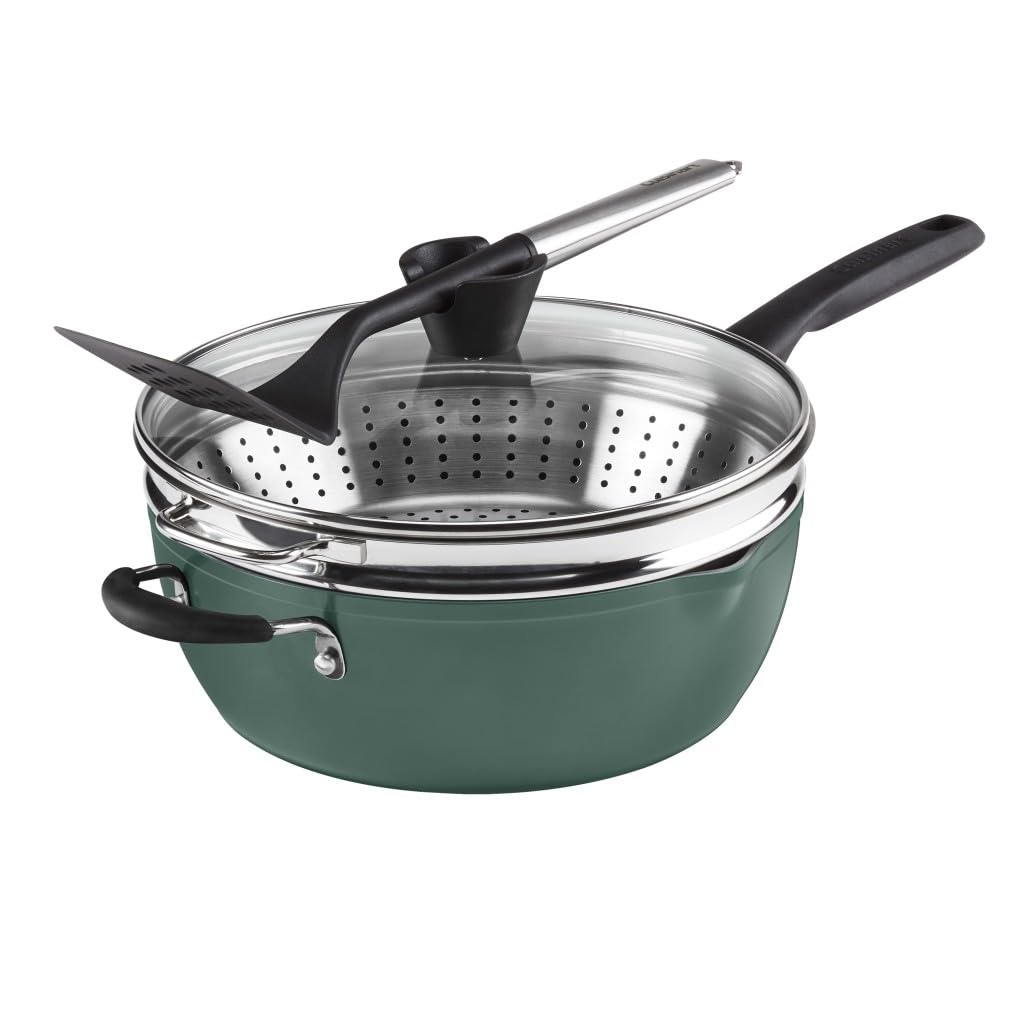 Cuisinart Preferred Pan 4-Pc Set - Sensible Sage Green (4.5 Qt. Multi-Purpose Pan w/Cover, Steamer, Slotted Turner)