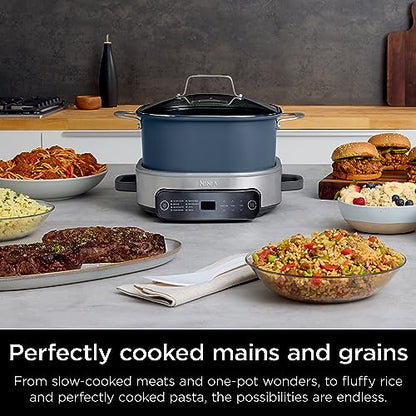 Ninja MC1101 Foodi Everyday Possible Cooker Pro, 8-in-1 Versatility, 6.5 QT, One-Pot Cooking, Replaces 10 Cooking Tools, Faster Cooking, Family-Sized Capacity, Adjustable Temp Control, Midnight Blue