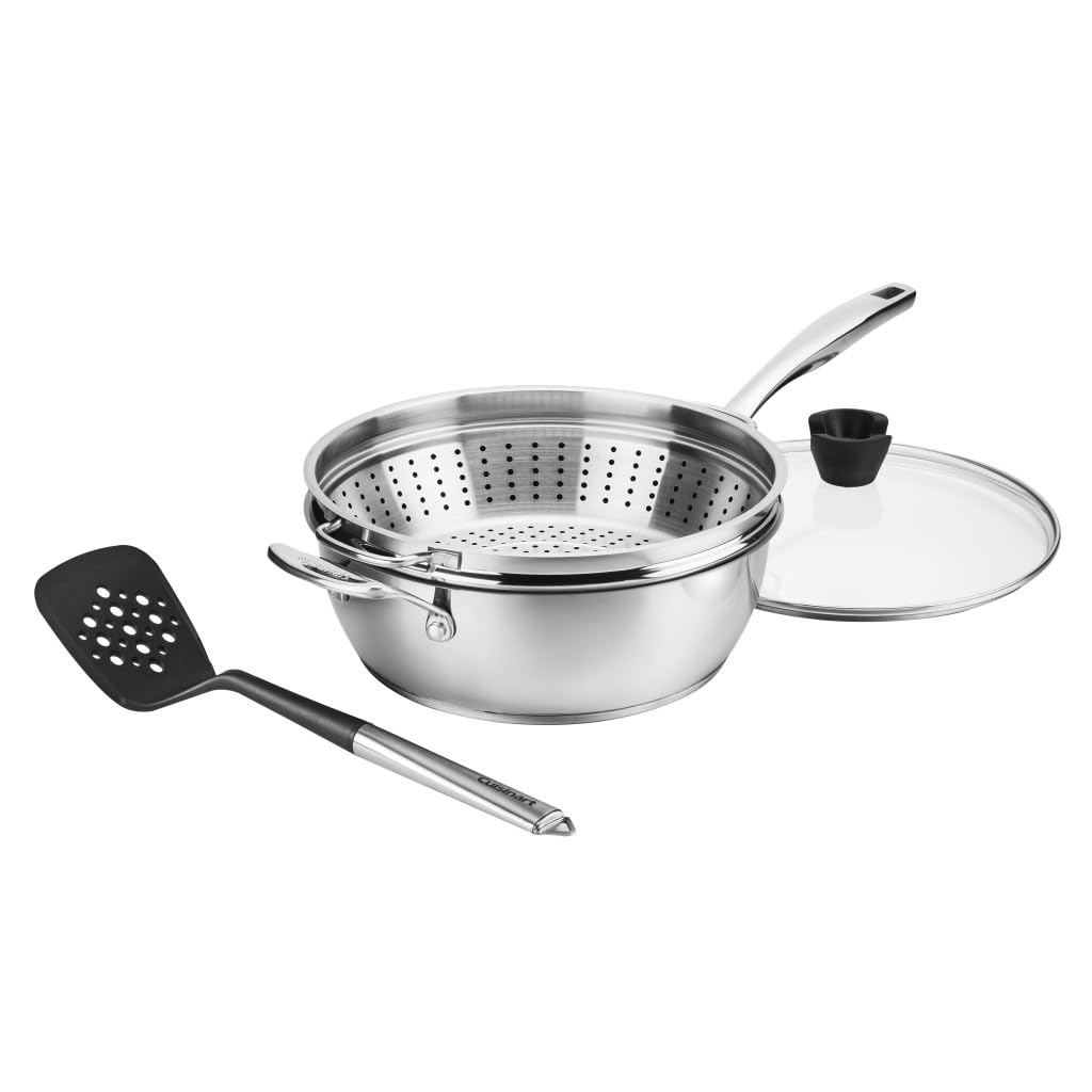 Cuisinart Preferred Pan 4-Pc Set - Stainless Steel (4.5 Qt. Multi-Purpose Pan w/Cover, Steamer, Slotted Turner)