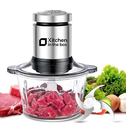 Kitchen in the box Food Processors,400W Powerful Small Meat Grinder & Food Chopper Electric Vegetable Chopper with One 8-Cups Bowl & S Blades for Meat/fish/Vegetable/Baby Food