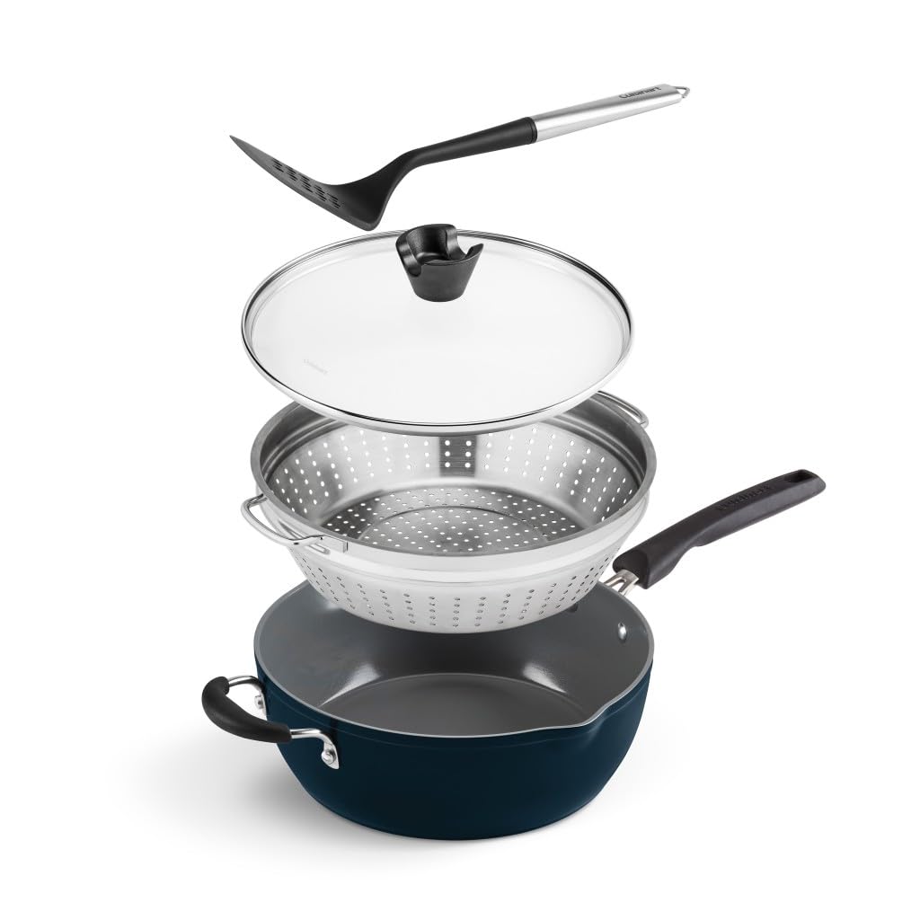 Cuisinart Preferred Pan 4-Pc Set - Nouveau Navy (4.5 Qt. Multi-Purpose Pan w/Cover, Steamer, Slotted Turner)