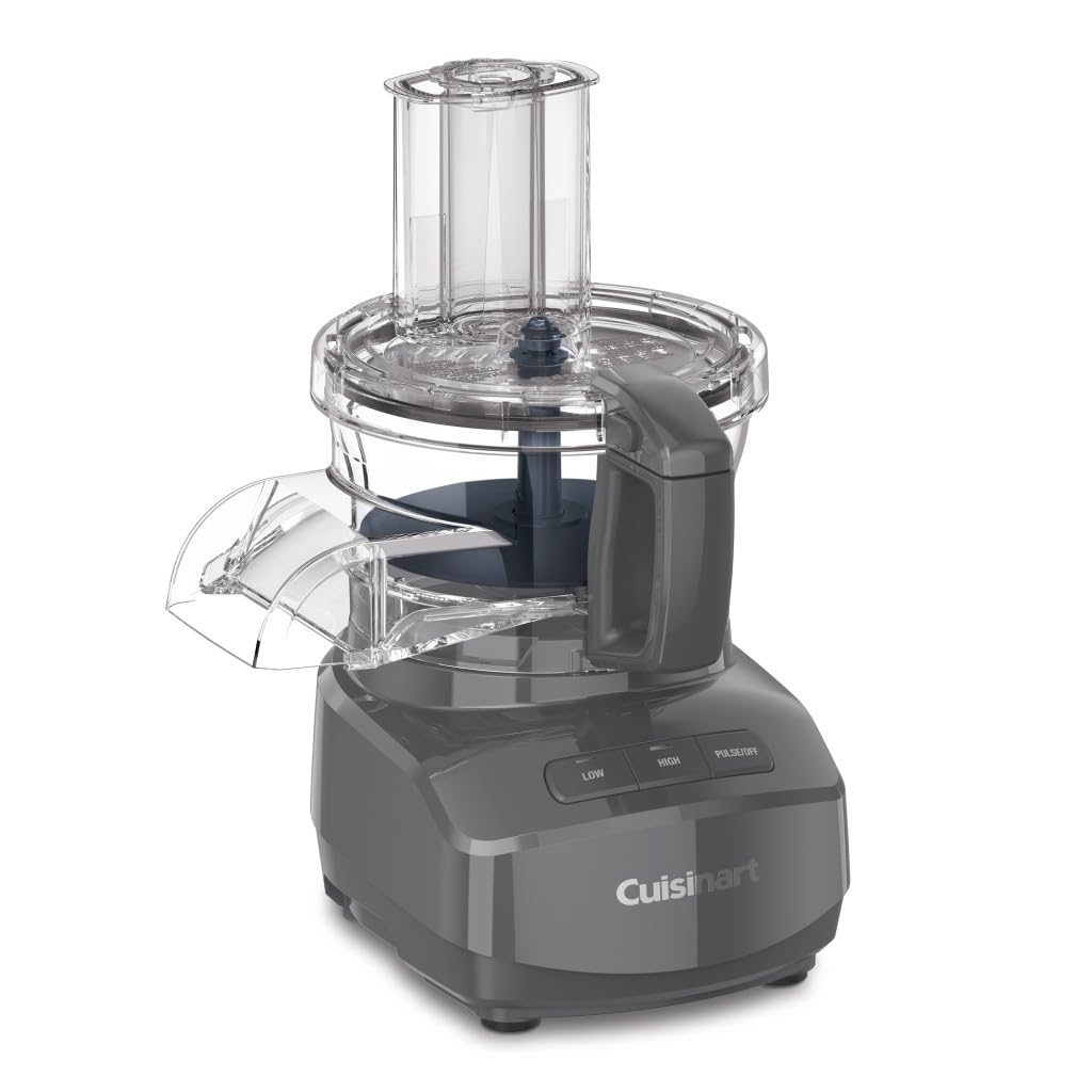 Cuisinart 9-Cup Continuous Feed Food Processor with Fine and Medium Reversible Shredding and Slicing Disc, Universal Blade, Continuous-Feed Attachment, and In-Bowl Storage (Gray)