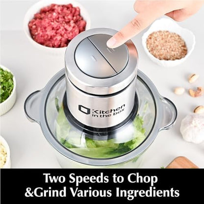 Kitchen in the box Food Processors,400W Powerful Small Meat Grinder & Food Chopper Electric Vegetable Chopper with One 8-Cups Bowl & S Blades for Meat/fish/Vegetable/Baby Food