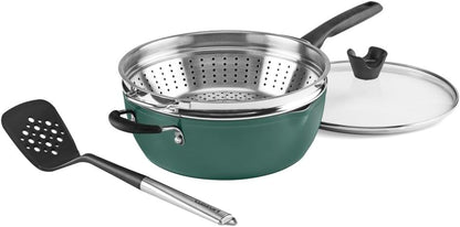 Cuisinart Preferred Pan 4-Pc Set - Sensible Sage Green (4.5 Qt. Multi-Purpose Pan w/Cover, Steamer, Slotted Turner)