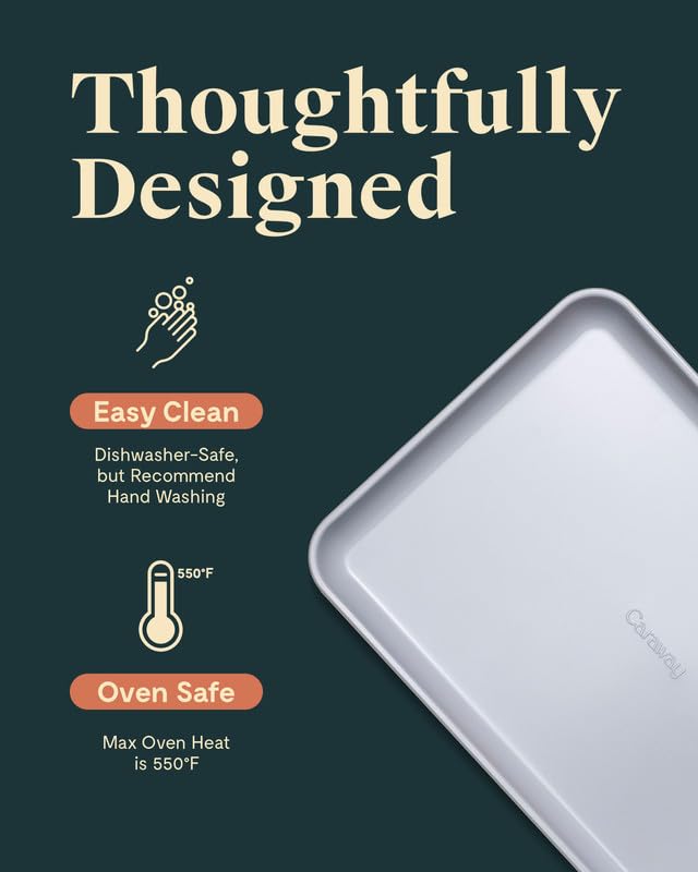 Caraway Non-Stick Ceramic Baking Sheet - Naturally Slick Ceramic Coating - Non-Toxic, PTFE & PFOA Free - Perfect for Baking, Roasting, and More - Medium (15" x 10") - Gray