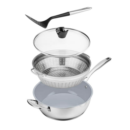 Cuisinart Preferred Pan 4-Pc Set - Stainless Steel (4.5 Qt. Multi-Purpose Pan w/Cover, Steamer, Slotted Turner)