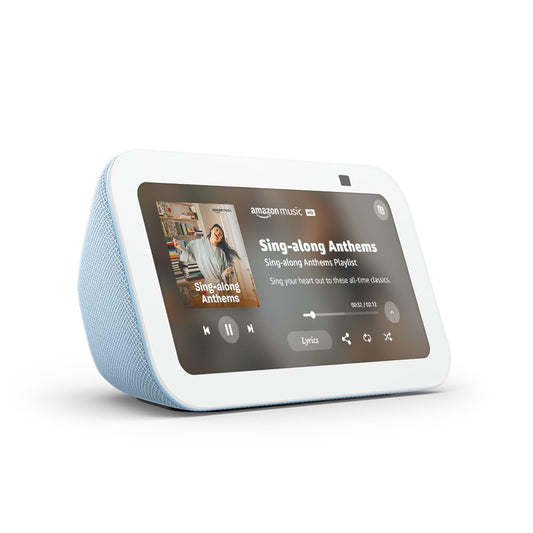 Amazon Echo Show 5 (newest model), Smart display with 2x the bass and clearer sound, Cloud Blue