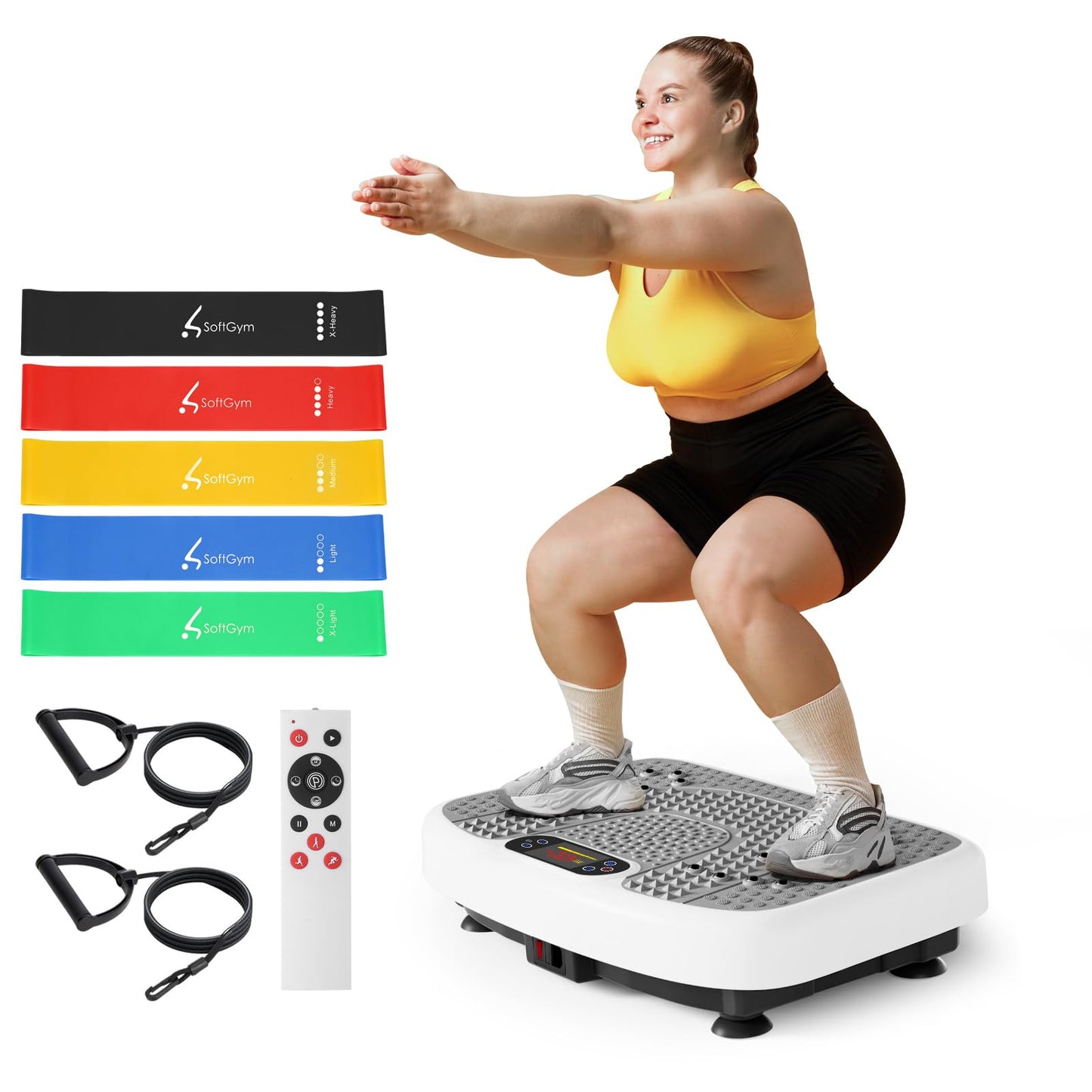 Vibration Plate Exercise Machine for Lymphatic Drainage Weight Loss,SoftGym Power Vibration Plate 300-400 Lbs Capacity Full Whole Body Workout Vibration Platform,Waver Vibration Plate for Home Fitness