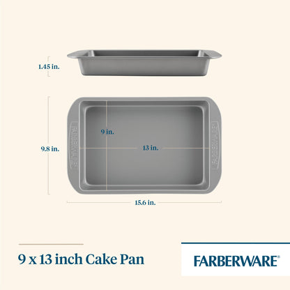 Farberware Nonstick Bakeware Baking Pan / Nonstick Cake Pan, Rectangle - 9 Inch x 13 Inch, Gray