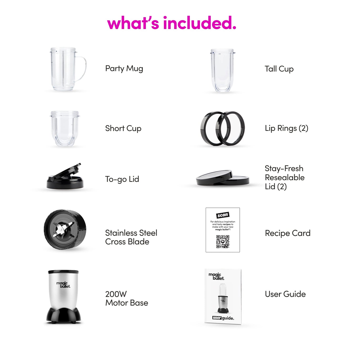 Magic Bullet Blender, Small, Silver, 11 Piece Set