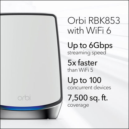 NETGEAR Orbi 970 Series Quad-Band WiFi 7 Mesh Network System (RBE973S), Router + 2 Satellite Extenders, Security Features, Up to 27Gbps, Covers Up to 10,000 sq. ft., 200 Devices, 10 Gig Internet Port