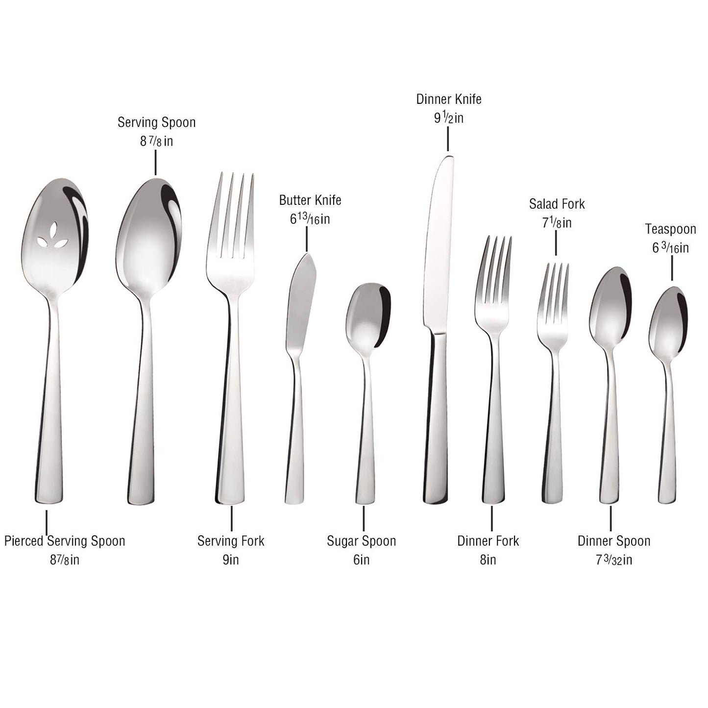 45-Piece Silverware Set Flatware Cutlery Set Service for 8, Durable Stainless Steel Tableware in Ergonomic Design Size and Weight, Kitchen Utensil Sets with Steak Knives, Rust-proof, Dishwasher Safe