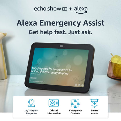 Amazon Echo Show 8 (newest model), With Spatial Audio, Smart Home Hub, and Alexa, Charcoal