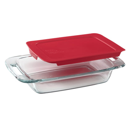 BAKING DISH CLR/RED 2QT