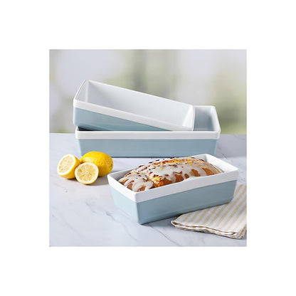 MARTHA STEWART 3 Piece Oven to Table Stoneware Bakeware, Baking Dish & Casserole Set - Dusty Blue