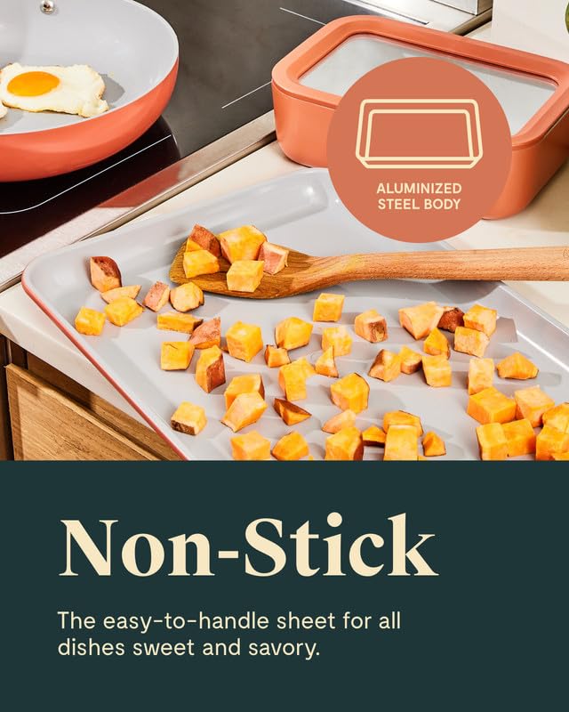 Caraway Non-Stick Ceramic Baking Sheet - Naturally Slick Ceramic Coating - Non-Toxic, PTFE & PFOA Free - Perfect for Baking, Roasting, and More - Medium (15" x 10") - Gray