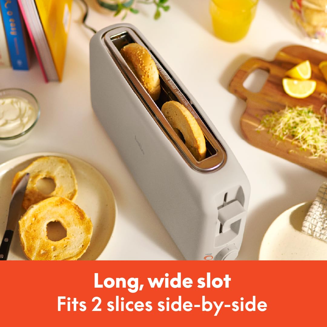 bella 2 Slice Slim Toaster, Fits-anywhere™ Kitchenware, 6 Setting Shade Control with Reheat & Cancel Buttons, Removable Crumb Tray, 10” Long Slot, Anti Jam & Auto Shutoff, 900 Watt, Oatmilk