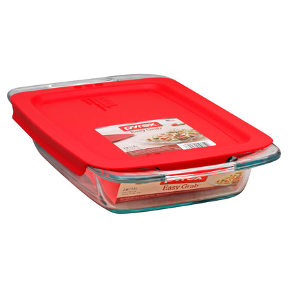 BAKING DISH CLR/RED 2QT