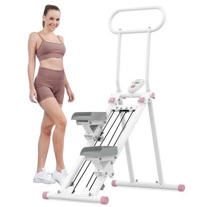 HXD-ERGO Stair Stepper for Home Gym,Folding Vertical Climber Cardio Exercise Machine,Stair Climber for Full Body Workout with Adjustable Handlebar for Women & Men(White)