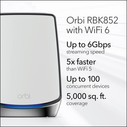 NETGEAR Orbi 970 Series Quad-Band WiFi 7 Mesh Network System (RBE973S), Router + 2 Satellite Extenders, Security Features, Up to 27Gbps, Covers Up to 10,000 sq. ft., 200 Devices, 10 Gig Internet Port