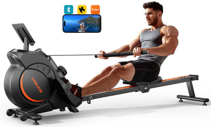 YOSUDA Magnetic Rowing Machine 350 LB Weight Capacity - Foldable Rower for Home Use with LCD Monitor, Tablet Holder and Comfortable Seat Cushion