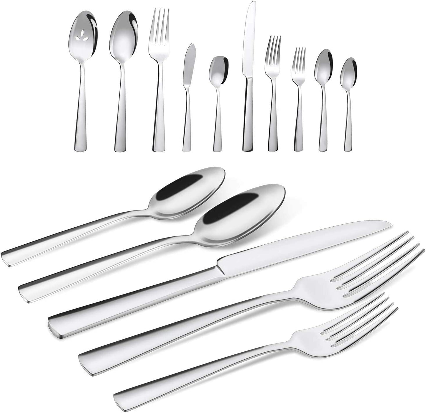 65 Piece Silverware Flatware Cutlery Set, Stainless Steel Fork Spoon Knife Sets for 12, Dishwasher Safe,Ergonomic Design Size and Weight