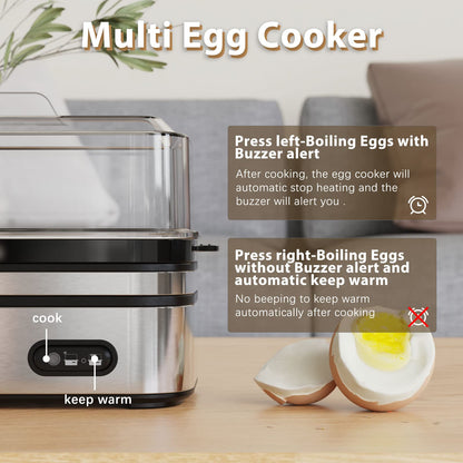 Evoloop Rapid Egg Cooker Electric 6 Eggs Capacity, Soft, Medium, Hard Boiled, Poacher, Omelet Maker Egg Poacher With Auto Shut-Off, BPA Free