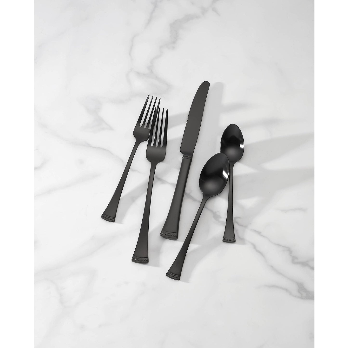 Lenox Portola Satin Black Piece Flatware Set, 20 Count, Metallic