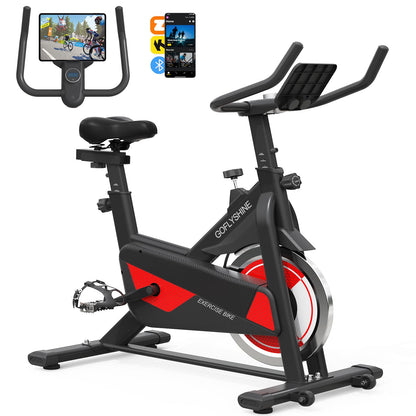 Exercise Bike, Stationary Bike Indoor Cycling Bike for Home Cardio Gym 300lbs Weight Capacity, Workout Bike with Heavy Flywheel, Seat Cushion, LCD Monitor, Optoelectronic Heart Rate,Silent Belt Drive