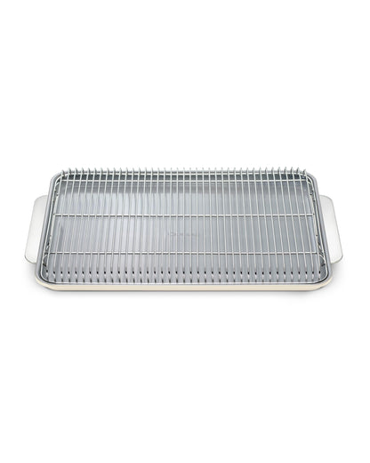 Caraway Non-Stick Ceramic Baking Sheet & Cooling Rack - Ceramic Coated - Non-Toxic, PTFE & PFOA Free - Perfect for Baking, Roasting, and More - Large (18" x 13") - Cream