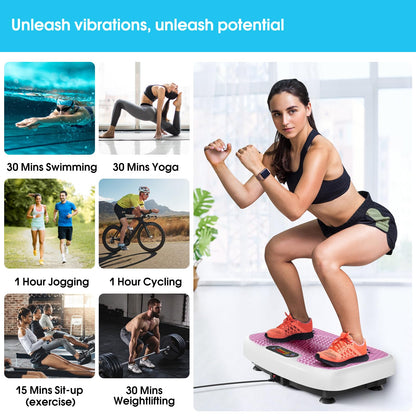 Vibration Plate Exercise Machine for Lymphatic Drainage Weight Loss,SoftGym Power Vibration Plate 300-400 Lbs Capacity Full Whole Body Workout Vibration Platform,Waver Vibration Plate for Home Fitness