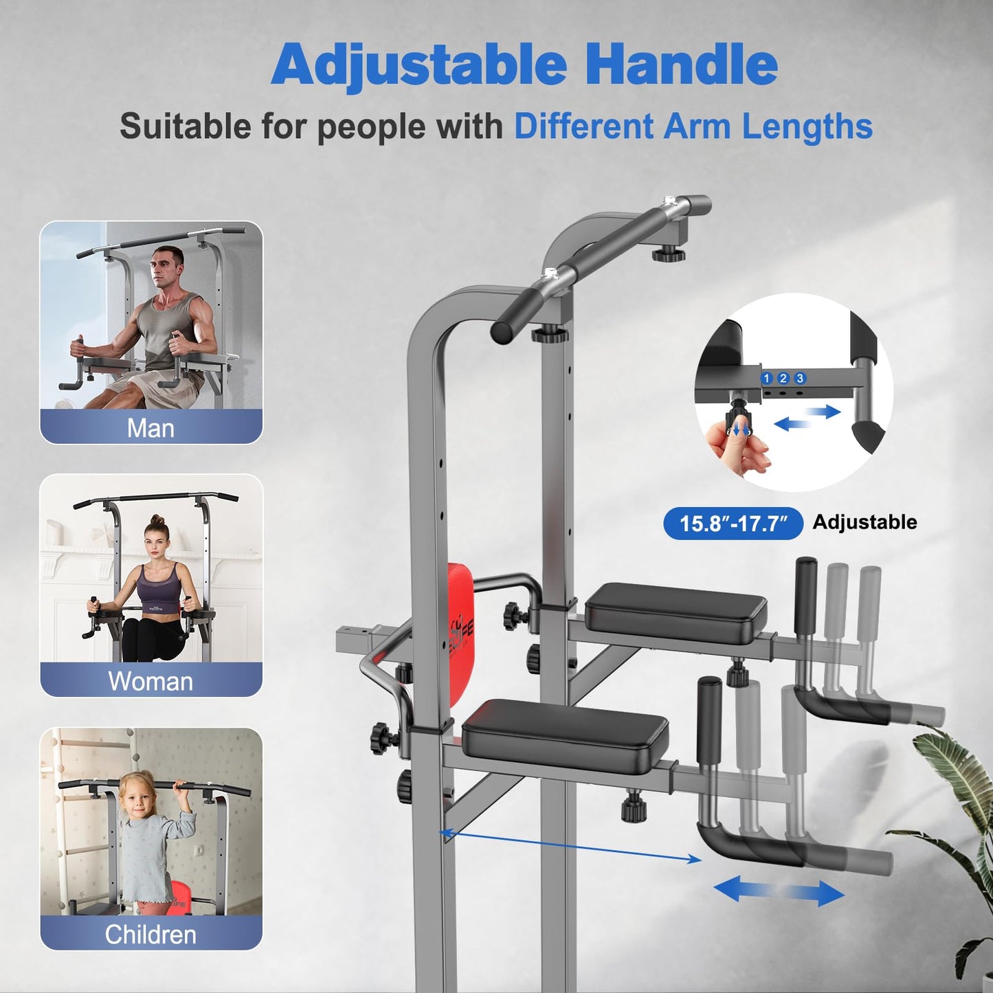 RELIFE REBUILD YOUR LIFE Power Tower Pull Up Bar Station Workout Dip Station for Home Gym Strength Training Fitness Equipment