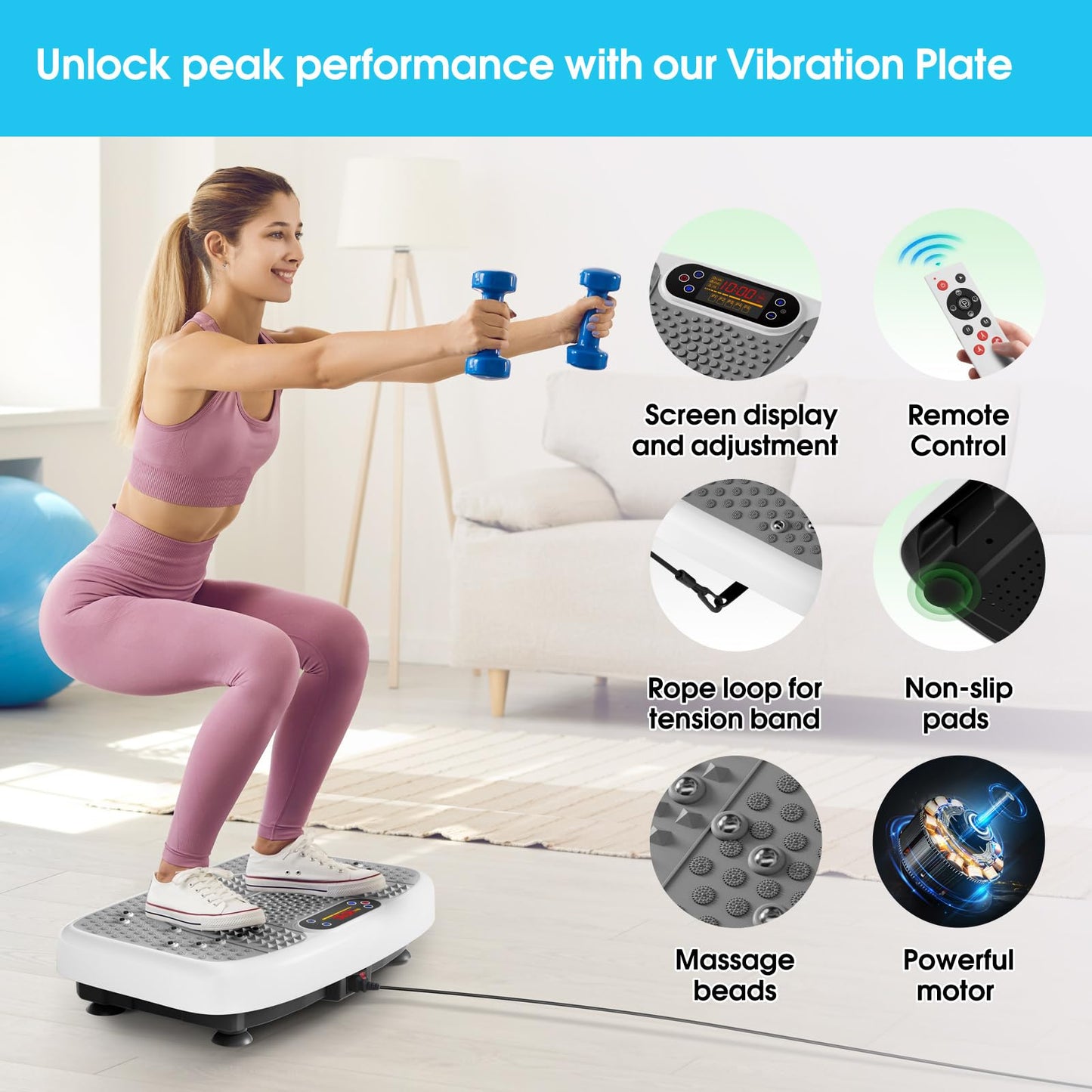 Vibration Plate Exercise Machine for Lymphatic Drainage Weight Loss,SoftGym Power Vibration Plate 300-400 Lbs Capacity Full Whole Body Workout Vibration Platform,Waver Vibration Plate for Home Fitness